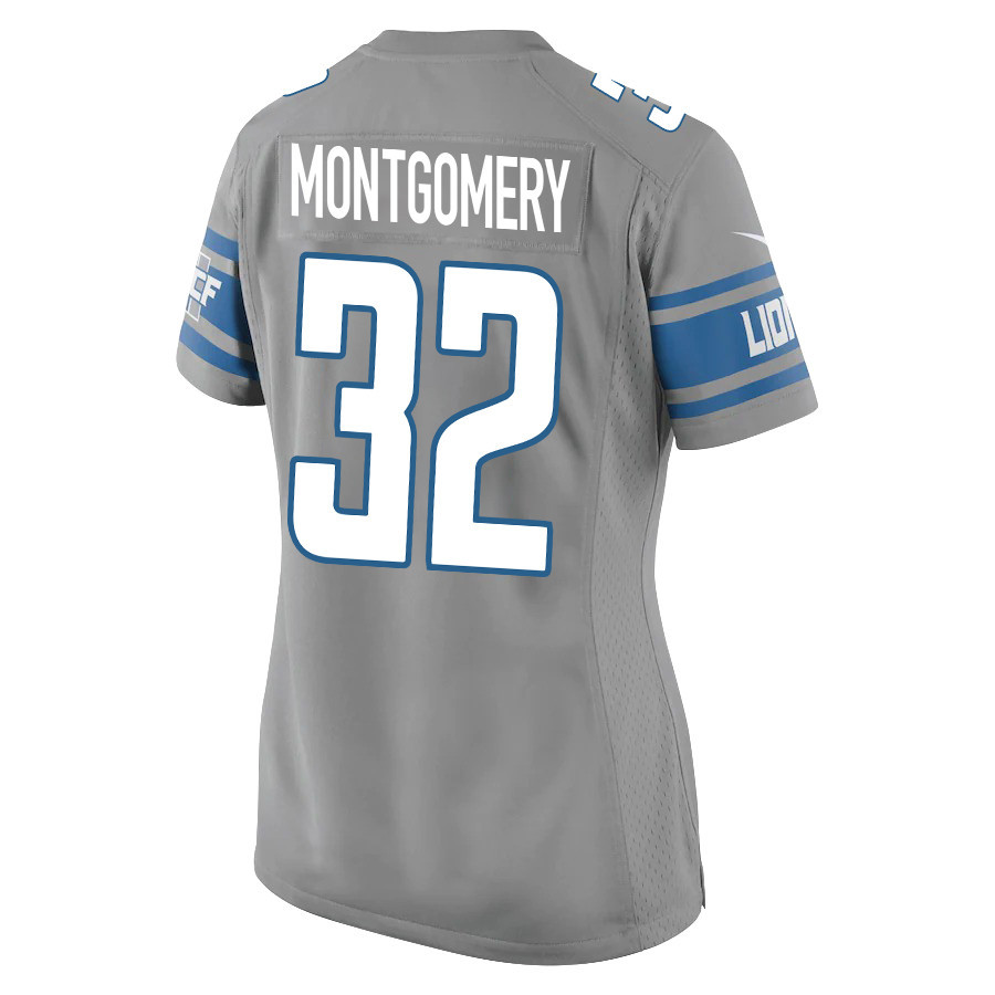 David Montgomery 32 Detroit Lions Game Women Jersey - Silver