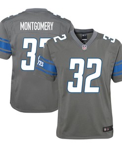 David Montgomery 32 Detroit Lions Game Youth Jersey - Silver