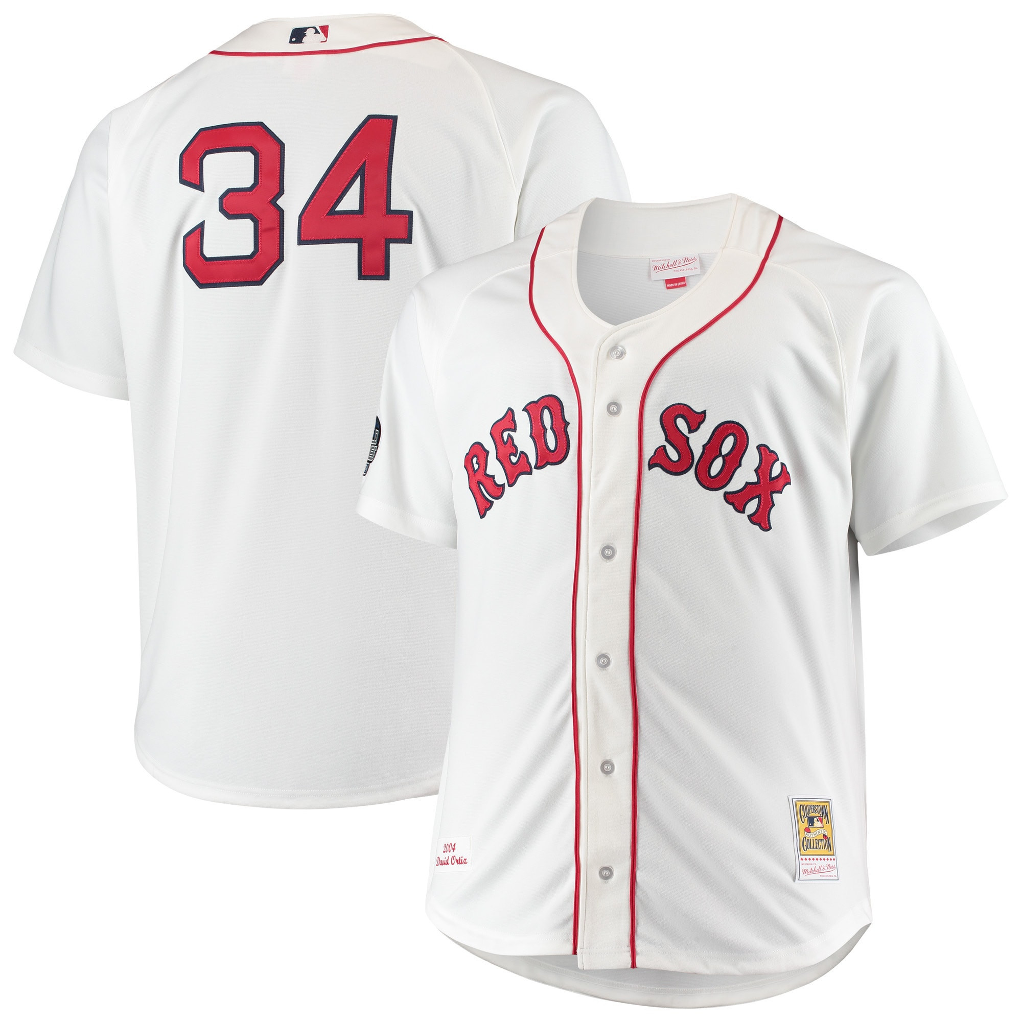 David Ortiz Boston Red Sox Mitchell & Ness Big & Tall Home Authentic Player Jersey - White Mlb