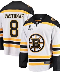 David Pastrnak 8 Boston Bruins Stanley Cup 2023 Playoffs Patch Away Breakaway Men Jersey - White