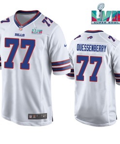 David Quessenberry 77 Buffalo Bills Super Bowl LVII Away Player Men Jersey - White Jersey