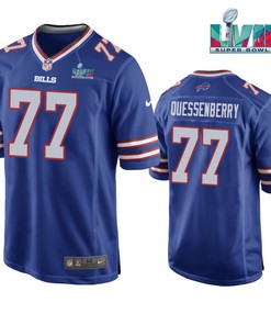 David Quessenberry 77 Buffalo Bills Super Bowl LVII Logo Game Player Men Jersey - Royal Jersey