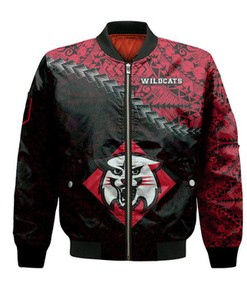 Davidson Wildcats Bomber Jacket Grunge Polynesian Tattoo- NCAA