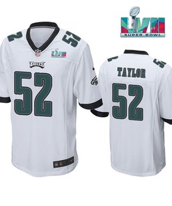 Davion Taylor 52 Philadelphia Eagles Super Bowl LVII Game Player Men Jersey - White