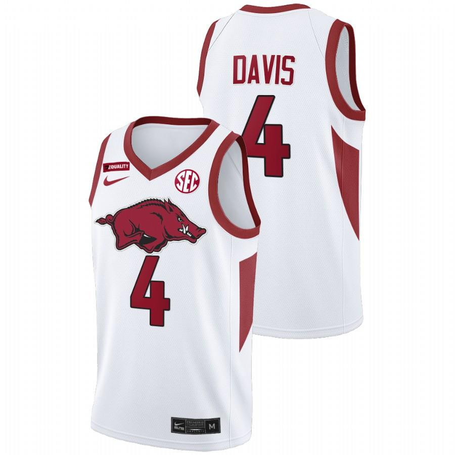Davonte Davis 4 Arkansas Razorbacks 2022 College Basketball Equality Men Jersey - White