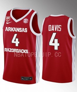 Davonte Davis 4 Arkansas Razorbacks 2022-23 100 Season Uniform Jersey College Basketball Red