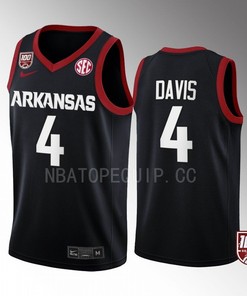 Davonte Davis 4 Arkansas Razorbacks Black Jersey 2022-23 100 Season College Basketball