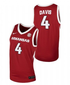 Davonte Davis 4 Arkansas Razorbacks College Basketball Away Men Jersey - Cardinal
