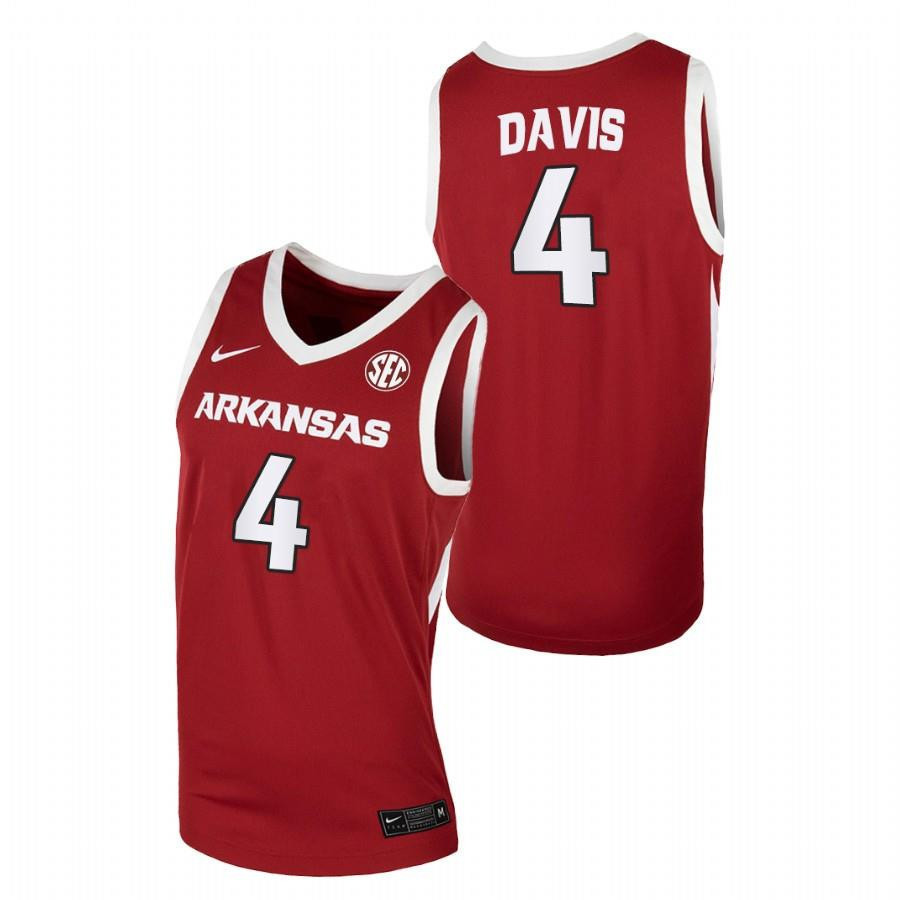 Davonte Davis 4 Arkansas Razorbacks College Basketball Away Men Jersey - Cardinal
