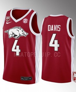 Davonte Davis 4 Arkansas Razorbacks Red Jersey 2022-23 100 Season College Basketball