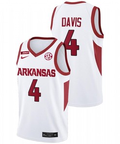 Davonte Davis 4 White Arkansas Razorbacks 2022 SEC College Basketball Jersey