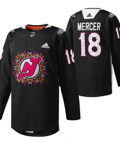 Dawson Mercer 18 New Jersey Devils 2022 Hispanic Heritage Night Black Jersey Jersey