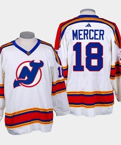 Dawson Mercer 18 New Jersey Devils 2022-23 Reverse Retro 2.0 White Jersey