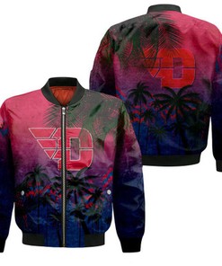 Dayton Flyers Bomber Jacket Coconut Tree Tropical Grunge - NCAA