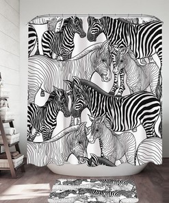 Dazzle of Zebras Shower Curtain - Fun and Playful Black and White Bathroom Decor with Animal Print