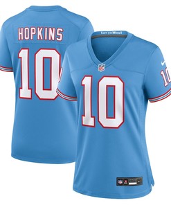DeAndre Hopkins 10 Tennessee Titans Oilers Throwback Alternate Game Women Jersey - Light Blue