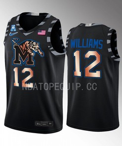 DeAndre Williams 12 Memphis Tigers Black Jersey Copper College Basketball