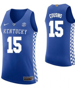 DeMarcus Cousins 15 Kentucky Wildcats Elite Basketball Home Men Jersey - Blue