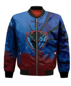 DePaul Blue Demons Bomber Jacket Basketball Net Grunge Pattern- NCAA