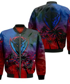 DePaul Blue Demons Bomber Jacket Coconut Tree Tropical Grunge - NCAA