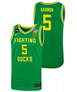 De'Vion Harmon 5 Oregon Ducks 2023 College Basketball Throwback Men Jersey Green