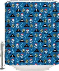 Dead Pirate Skull and Crossbones Bandit Warning Icon Piracy Bathroom Shower Curtain