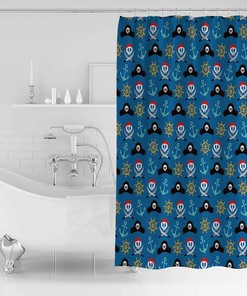 Dead Pirate Skull and Crossbones Bandit Warning Icon Piracy Bathroom Shower Curtain