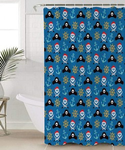 Dead Pirate Skull and Crossbones Bandit Warning Icon Piracy Bathroom Shower Curtain