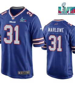 Dean Marlowe 31 Buffalo Bills Super Bowl LVII Logo Game Player Men Jersey - Royal Jersey
