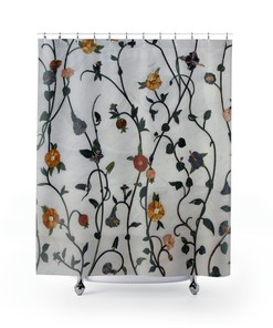 Decorative Boho Flower Shower Curtain with Unique Spring Botanical Design - Bathroom Decor
