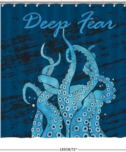Deep Sea Blue Ocean Animal Shower Curtain featuring Octopus by ArogGeld- Perfect for Bathroom Decor