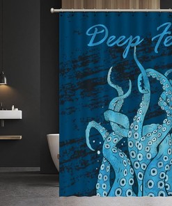 Deep Sea Blue Ocean Animal Shower Curtain featuring Octopus by ArogGeld- Perfect for Bathroom Decor