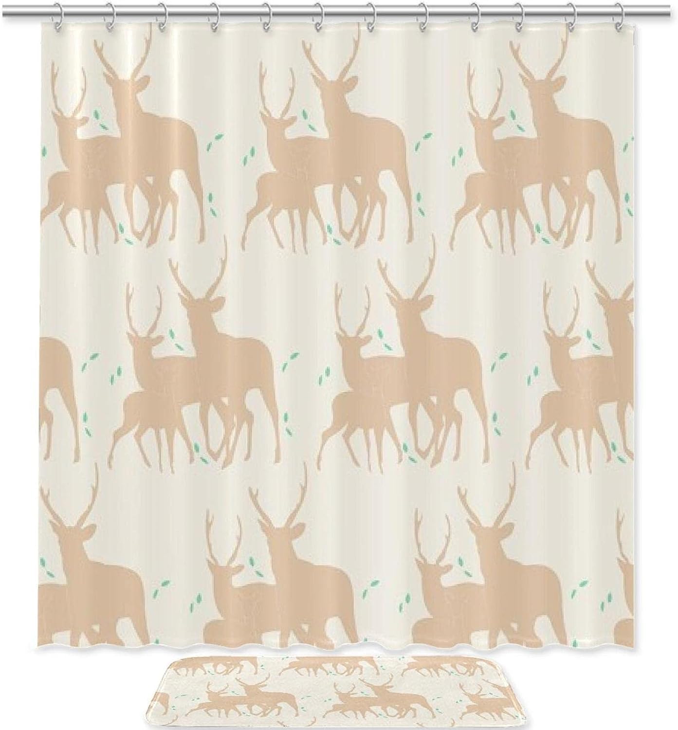 Deer Family Waterproof Fabric Shower Curtain - Home Decor