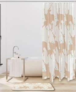 Deer Family Waterproof Fabric Shower Curtain - Home Decor
