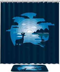 Deer Family Waterproof Shower Curtain for Rustic Bathroom Decor