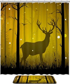 Deer Forest Waterproof Shower Curtain for Whimsical Bathroom Decor