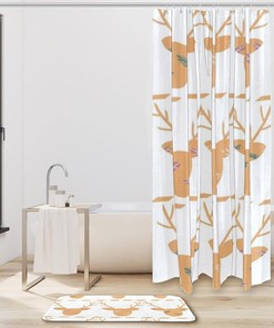 Deer Head Silhouette Waterproof Shower Curtain for Rustic Bathroom Decor