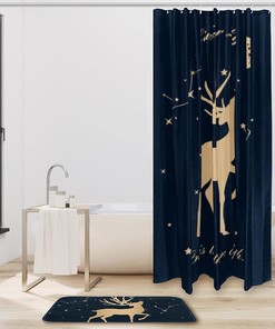 Deer Looking at The Stars Waterproof Shower Curtain for Whimsical Bathroom Decor