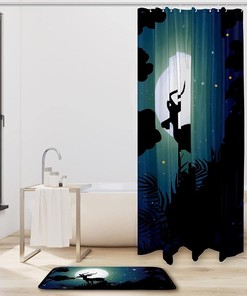 Deer Moon Night Waterproof Shower Curtain for Whimsical Bathroom Decor