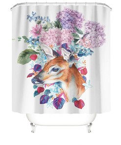 Deer Waterproof Bathroom Shower Curtain Mat for Home Decor