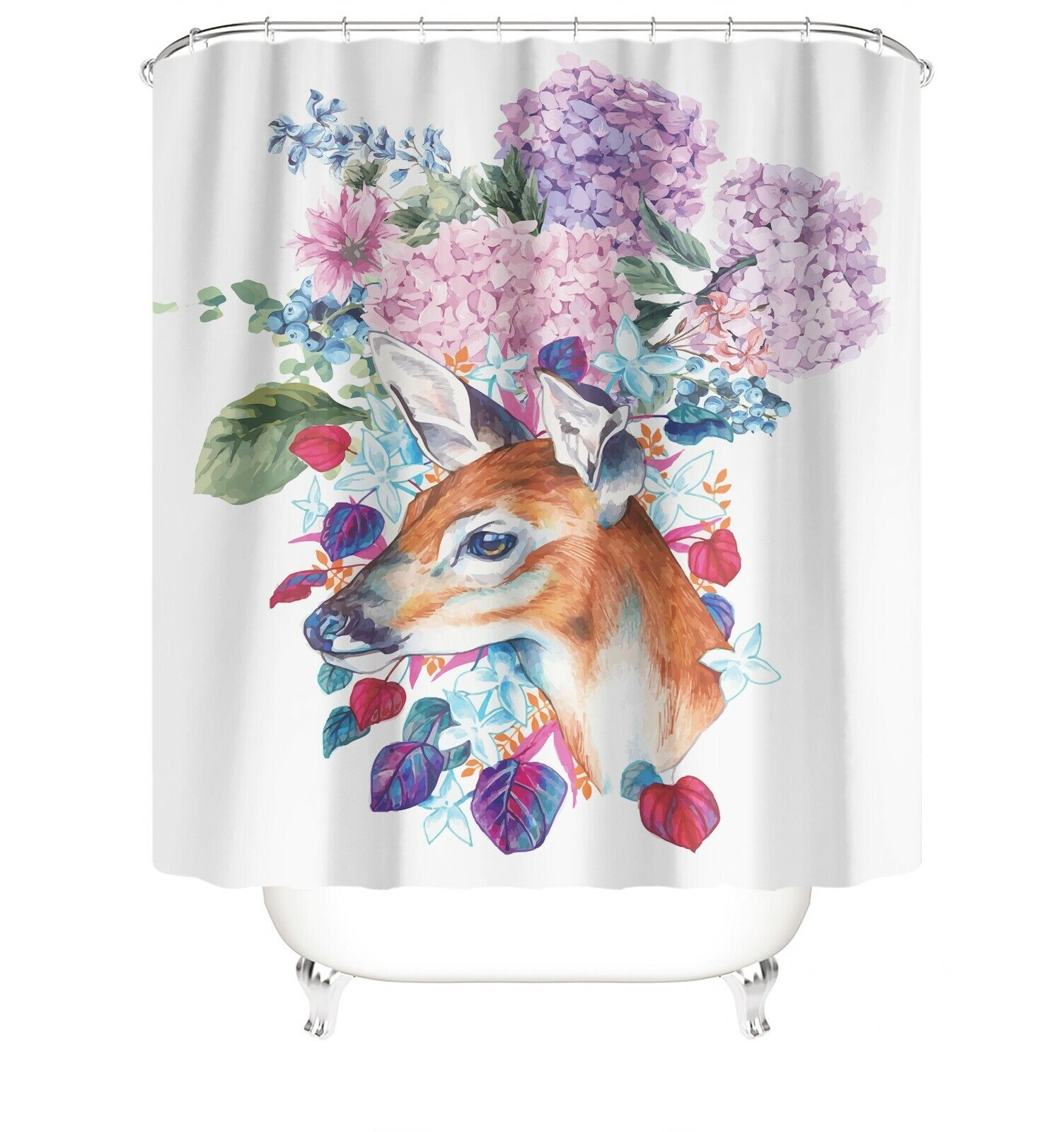 Deer Waterproof Bathroom Shower Curtain Mat for Home Decor