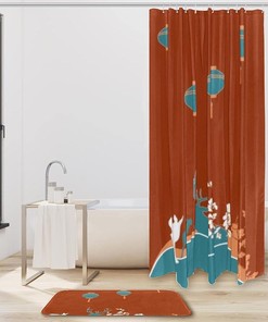 Deer and Flowers Waterproof Shower Curtain for Nature Bathroom Decor