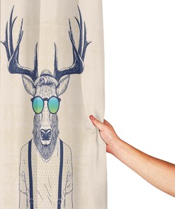Deer with Hipster Style Shower Curtain - Creative Fun Animal Bathroom Decor Gift