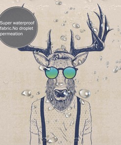 Deer with Hipster Style Shower Curtain - Creative Fun Animal Bathroom Decor Gift