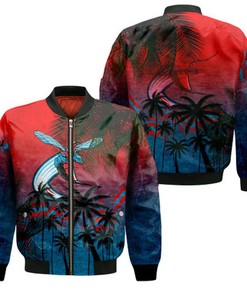 Delaware State Hornets Bomber Jacket Coconut Tree Tropical Grunge - NCAA