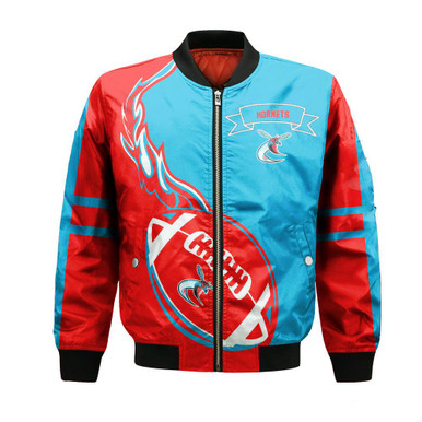 Delaware State Hornets Bomber Jacket Flame Ball - NCAA