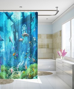 Delightful Dolphins - Dolphin Shower Curtain - Waterproof for Bathroom Decor