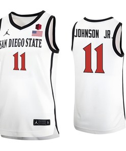 Demarshay Johnson Jr. 11 San Diego State Aztecs 2023 Basketball Jersey MW Logo- Men White