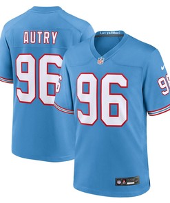 Denico Autry 96 Tennessee Titans Oilers Throwback Alternate Game Men Jersey - Light Blue