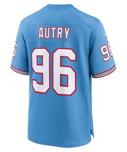 Denico Autry 96 Tennessee Titans Oilers Throwback Alternate Game Men Jersey - Light Blue